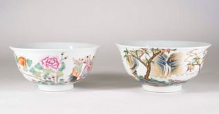 Two Chinese Enamel Famille Rose Porcelain Bowls