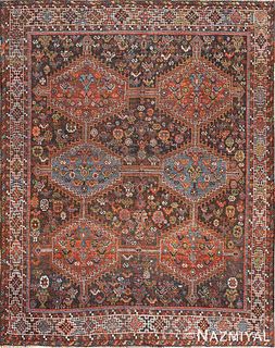 ANTIQUE TRIBAL AFSHAR PERSIAN RUG. 6 ft 4 in x 5 ft (1.93 m x 1.52 m)