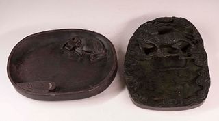 Two Chinese Carved Hardstone Ink Stones