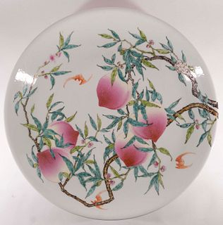 Monumental 'Peach and Bats' Porcelain Charger