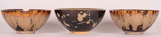 Three Jizhou Style Glazed Pottery Bowls