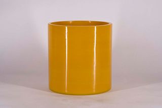Large Yellow Beijing Glass Brush Pot / Bitong