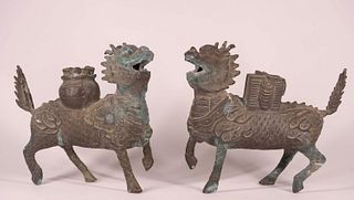 Pair of Chinese Bronze Qilins