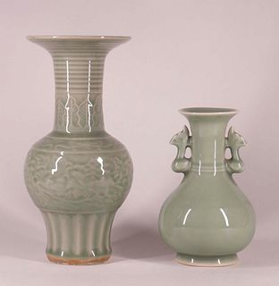 Two Song Dynasty Style Celadon Porcelain Vases