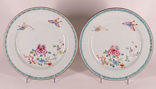 Pair of Chinese Famille Rose Butterfly Plates