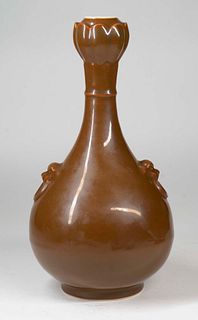 Chinese Brown Glazed Garlic Head Vase