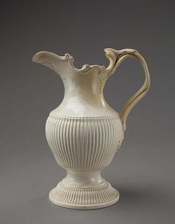 Rococo Creamware Pitcher with Reeded Body