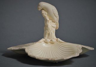 Creamware Sweet Meat Dish with Parrot Finial