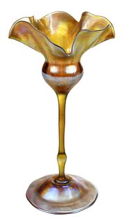 Tiffany Gold Favrile Floriform Art Glass Vase