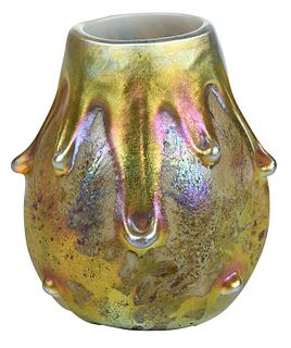 Tiffany Attributed Cypriote Lava Art Glass Vase