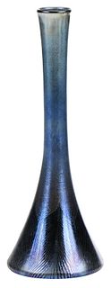 Tiffany Dark Blue Favrile Art Glass Vase