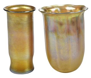 Two Tiffany Studios Favrile Glass Vase Insert