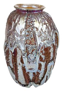 Durand Crackled Art Glass "Lava" Vase