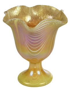 Steuben Aurene Art Glass Pedestal Vase