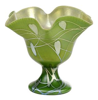 Steuben Green Aurene Art Glass Vase