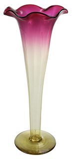 Libbey Amberina Glass Trumpet Vase