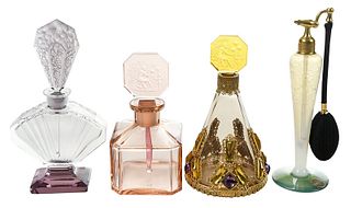 Four Glass Scent Bottles, DeVilbiss and Hoffman