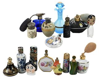 17 Porcelain, Glass, and Novelty Perfume Bottles