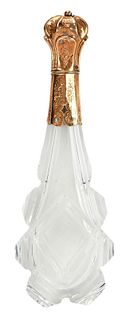 Cut Glass Scent Bottle with 14kt. Gold Top