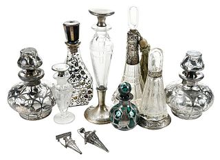 Ten Cologne and Scent Bottles with Silver Mounts