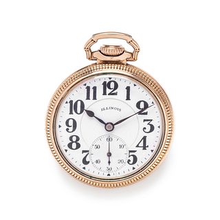 ILLINOIS WATCH CO., GOLD-FILLED OPEN FACE POCKET WATCH