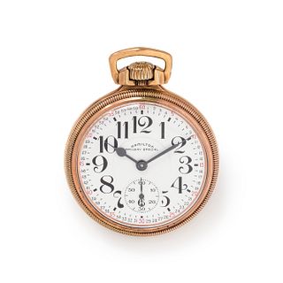 HAMILTON, GOLD-FILLED 'RAILWAY SPECIAL' OPEN FACE POCKET WATCH