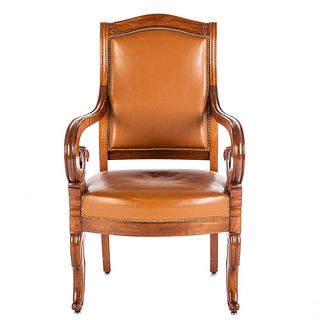 Loyd- Paxton Regency Style Leather Arm Chair