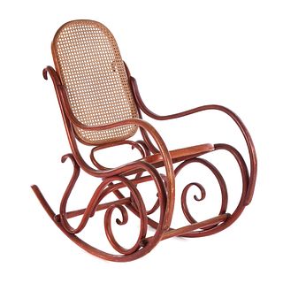 American Painted Bentwood Cane Seat Rocker