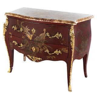 Louis XV Style Chinoiserie Marble Top Commode