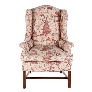 Chippendale Style Upholstered Wing Chair