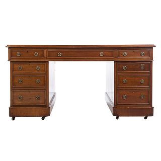 Chippendale Style Leather Top Partner's Desk