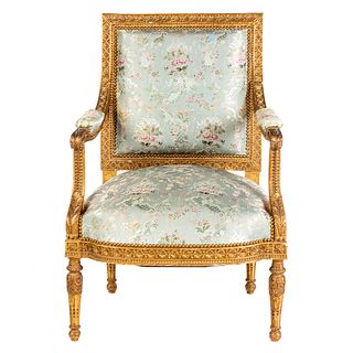 Louis XVI Style Giltwood Arm Chair