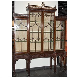 Chinese Chippendale Style Mahogany China Cabinet