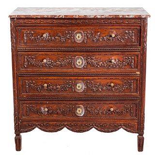 Continental Carved Oak Chest of Drawers