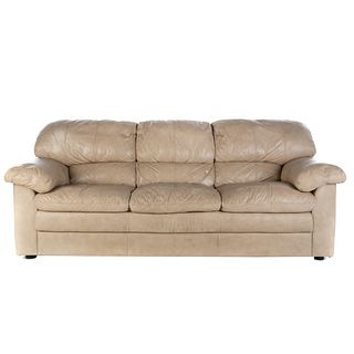 Contemporary Leather 3-Cushion Sofa