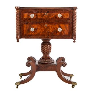 American Classical Mahogany Sewing Stand