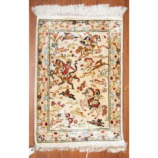 Silk Qum Rug, Persia, 1.11 x 2.9