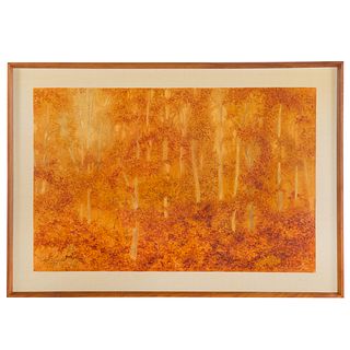Lee Weiss. "Apricot Sky and Trees," watercolor