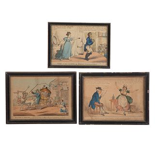 Three Framed 19th c. British Satirical Engravings