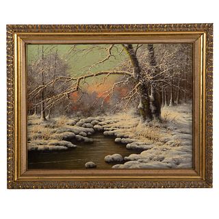 Laszlo Neogrady. Snowy Landscape, oil on canvas