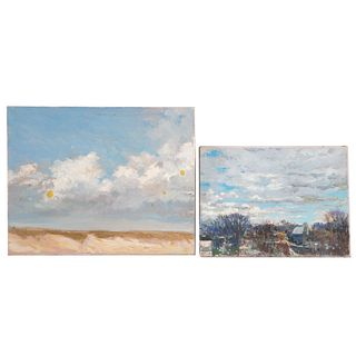 Nathaniel K. Gibbs. Two Landscapes, oil on panel