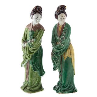 Pair of Chinese Famille Verte Porcelain Figures