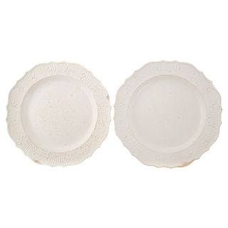 Pair of Staffordshire White Salt Glazed Plates