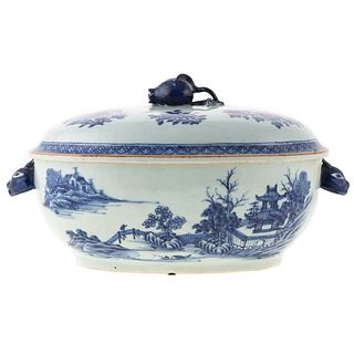 Chinese Export Blue/White Soup Tureen