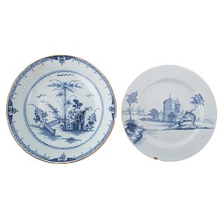 Two Pieces Blue/White Delftware