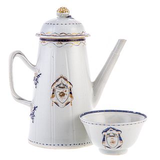 Chinese Export Lighthouse Coffeepot & Tea Bowl