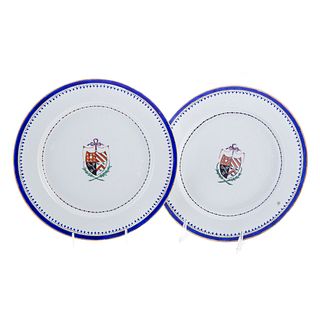 Rare Pair of Chinese Export Chadwick Armorial Plates