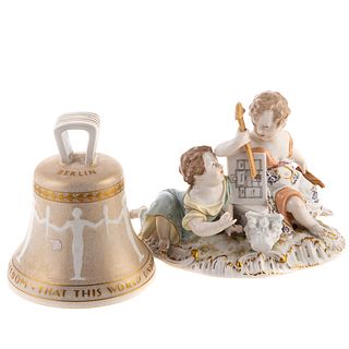 KPM Porcelain Figural Group & Bell