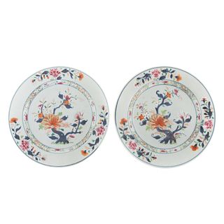 Pair of Chinese Export Polychrome Plates