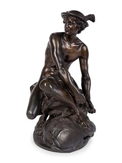 After Jean-Baptiste Pigalle 
(French, 1714-1785)
Seated Mercury